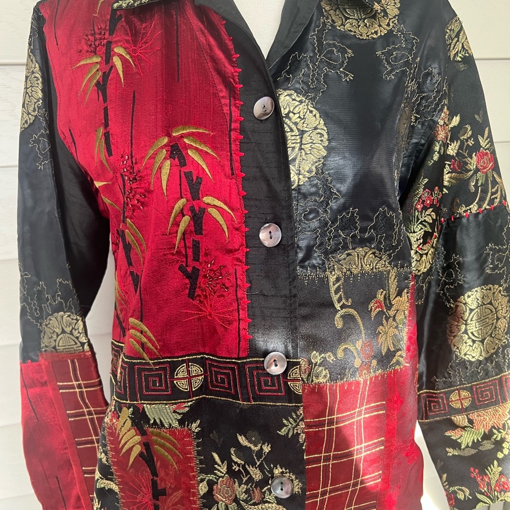 Chico’s Patchwork Asian Style Jacket Size 0 - image 6